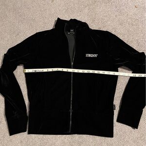 DKNY Black Zip-Up Velvet Jacket